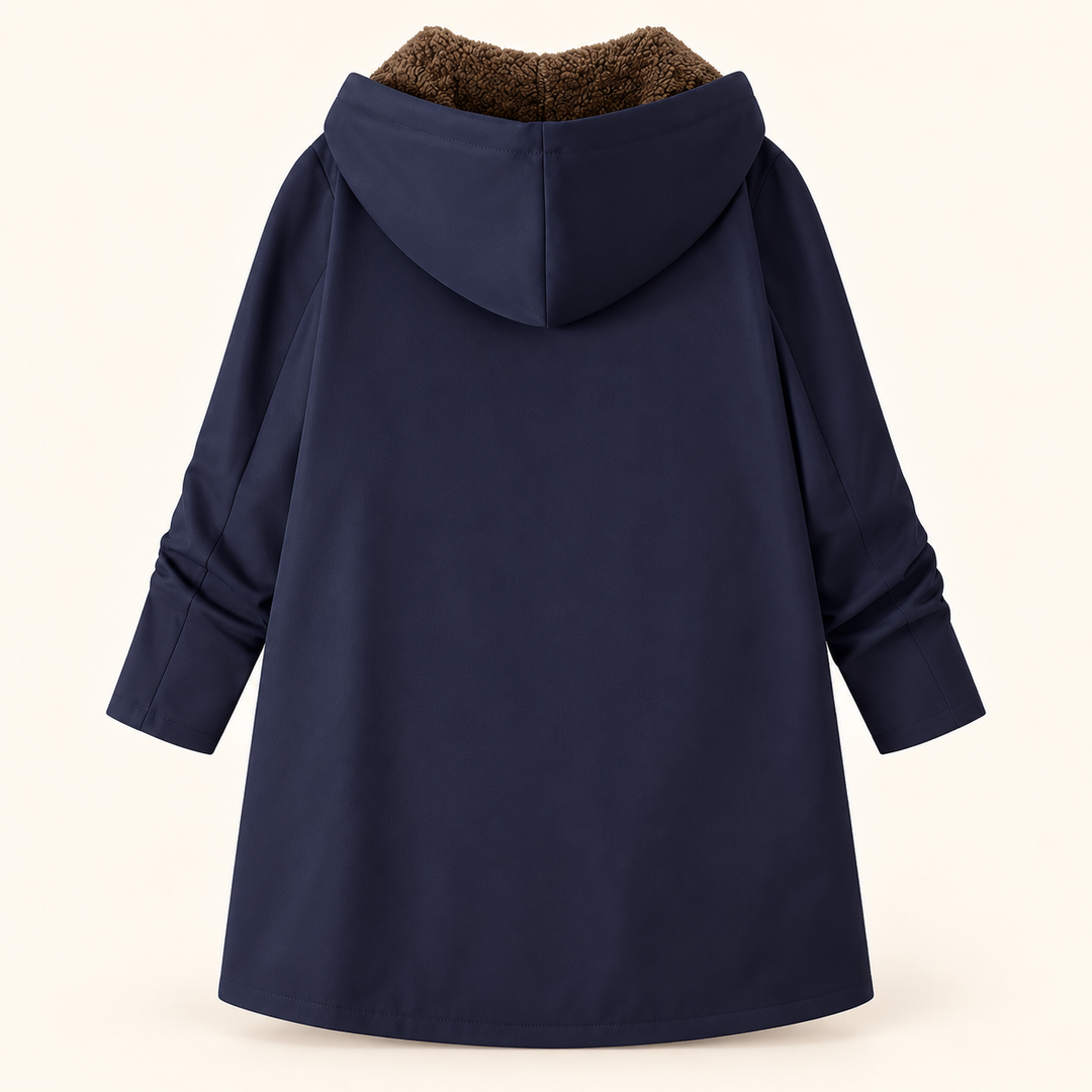 Josefin sherpa-lined hooded coat in Navy