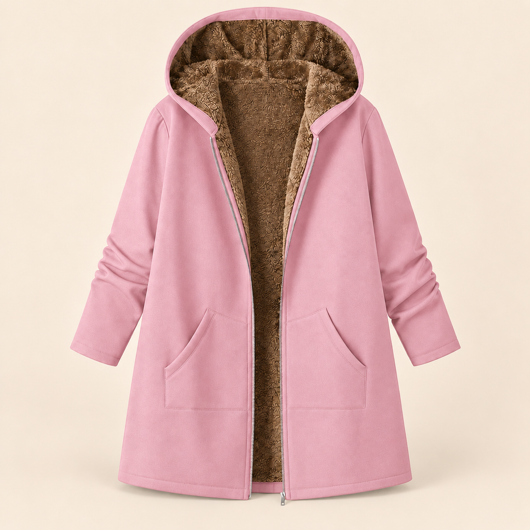 Josefin sherpa-lined hooded coat in Pink