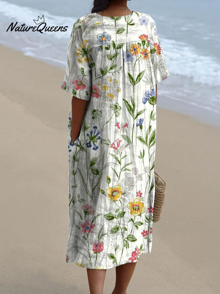 Robe Décontractée Florale Vintage pour Femme