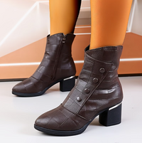 Julianita | Ladies Block Heel Zip Ankle Boots