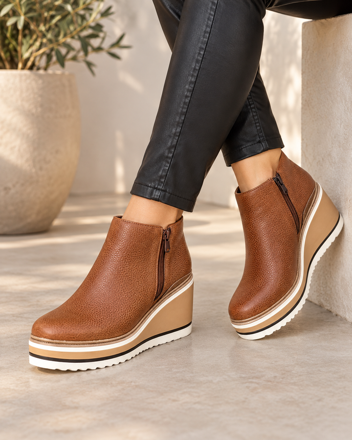 Liva wide toe ankle boots in Dark Brown