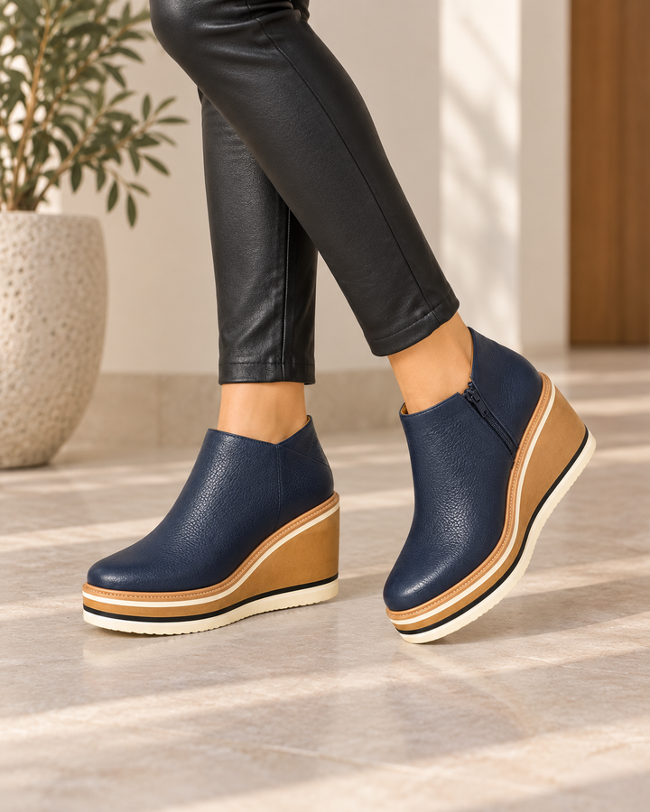 Liva wide toe ankle boots in Navy