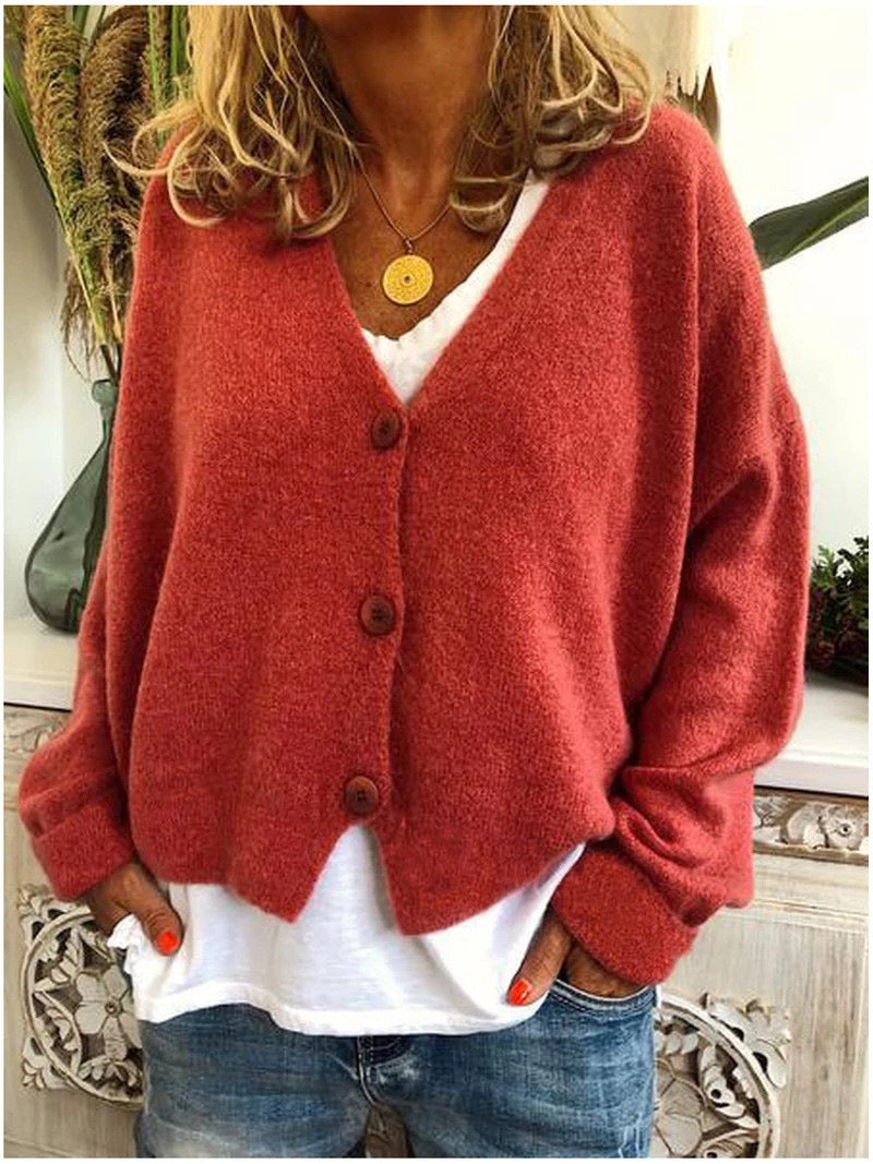Mariah oversized cosy cardigan in Orange Red