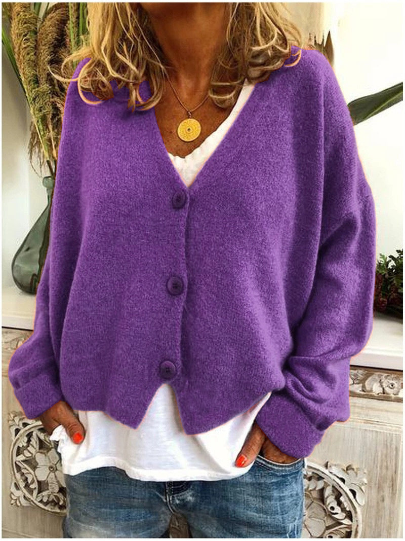 Mariah oversized cosy cardigan in Purple