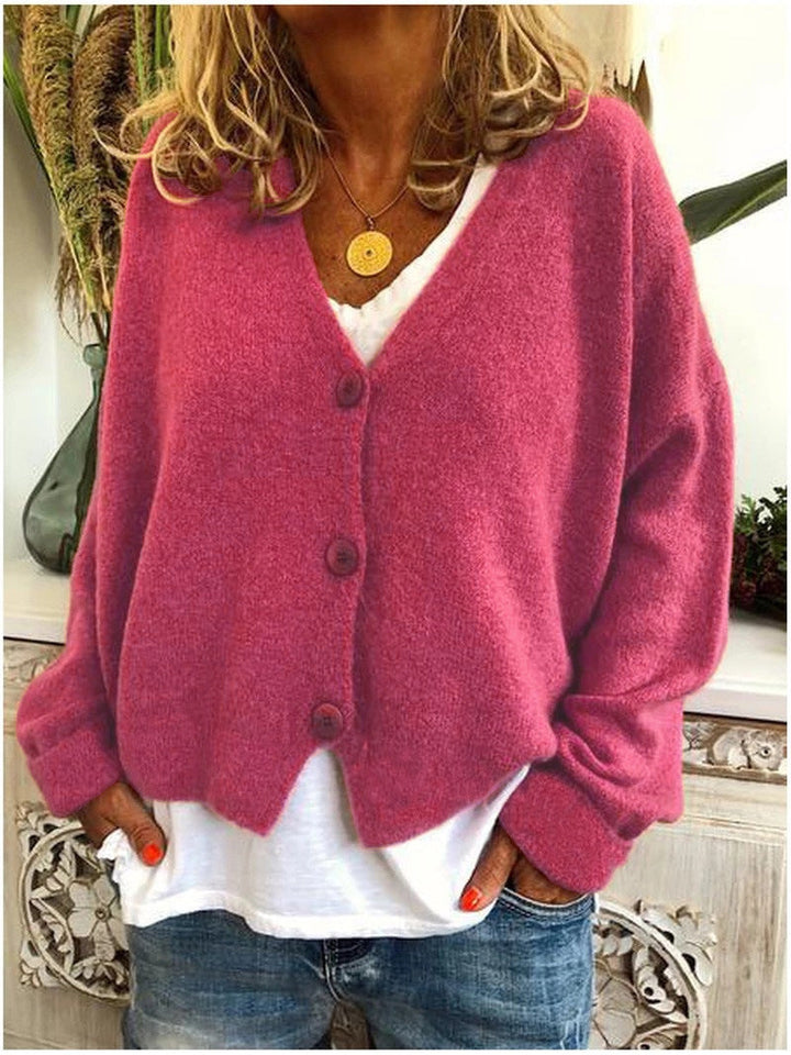 Mariah oversized cosy cardigan in Rose Red
