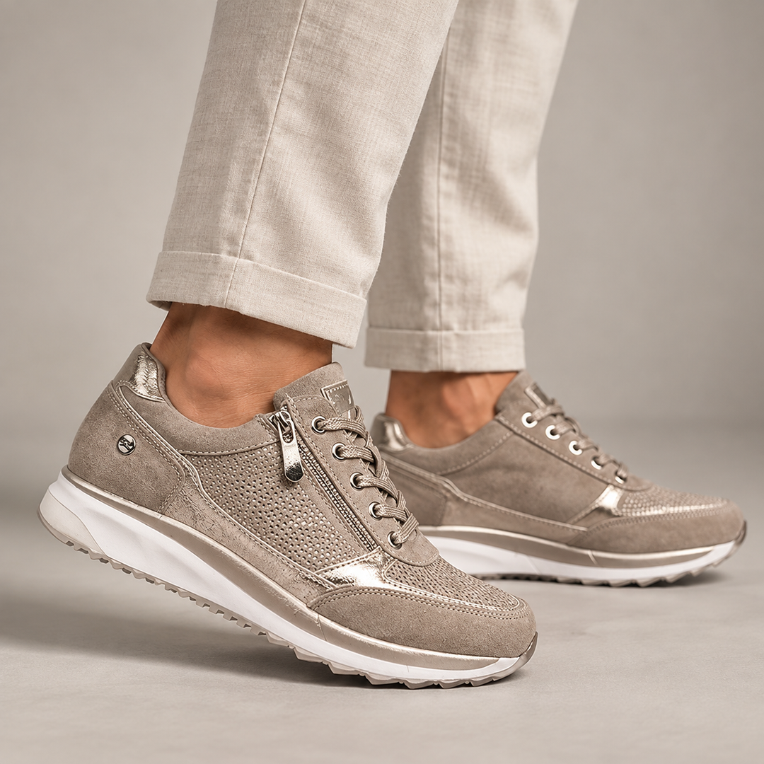 Martina zip-up trainers in Beige