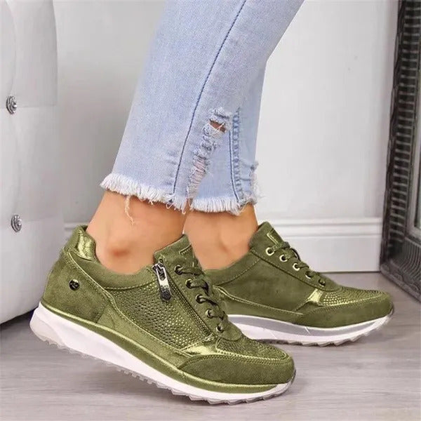 Martina zip-up trainers in Green