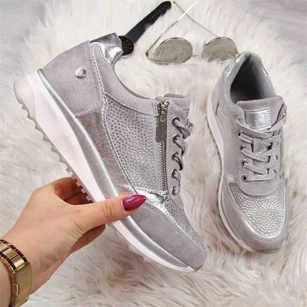 Martina zip-up trainers in Grey