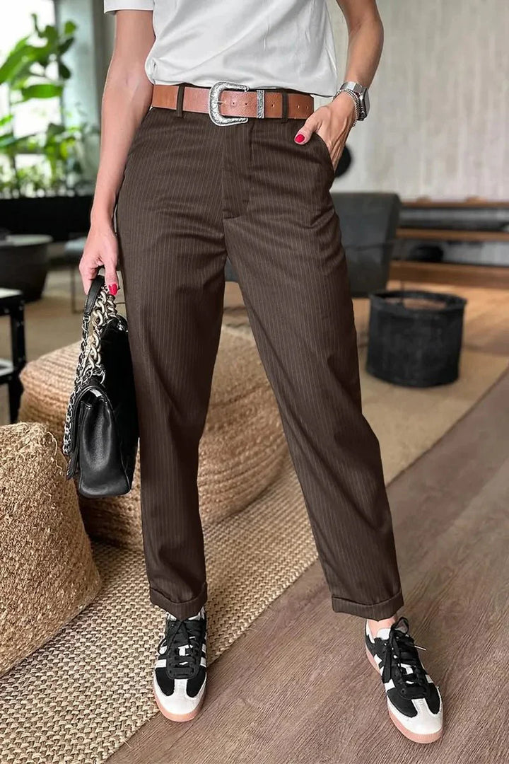 Mathilda | Pantalon élégant à rayures flatteur pour la silhouette