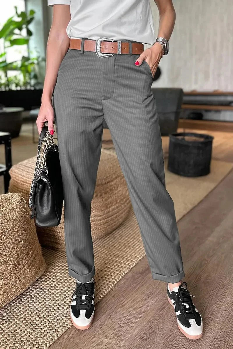 Mathilda | Pantalon élégant à rayures flatteur pour la silhouette