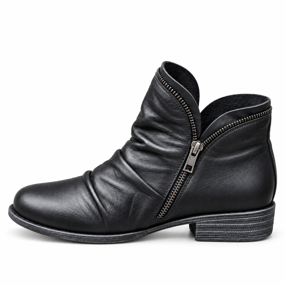 Melinda slouch zip ankle boots in Black