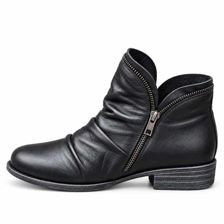 Melinda slouch zip ankle boots in Black