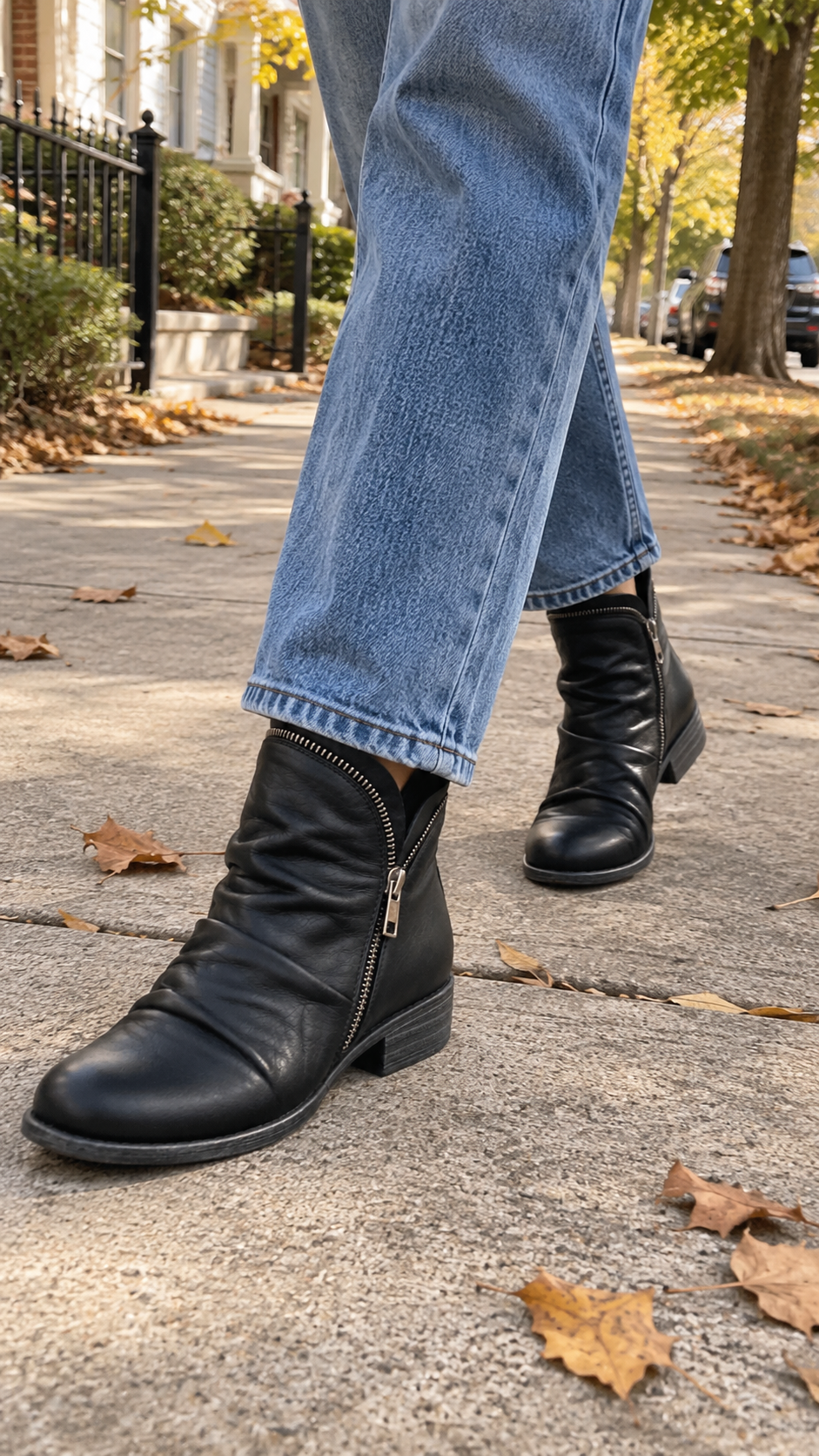 Melinda slouch zip ankle boots in Black