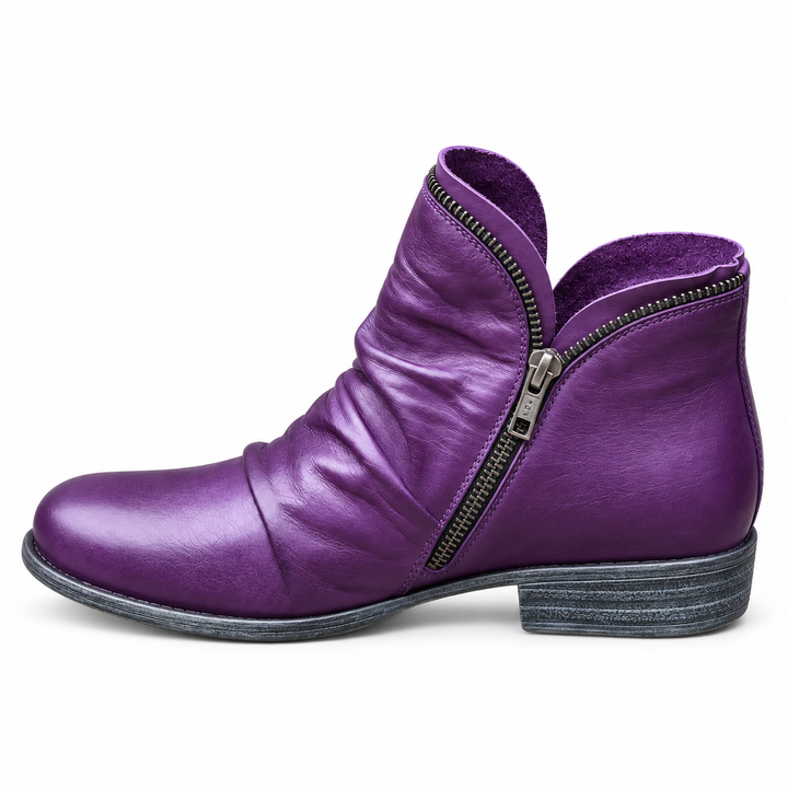 Melinda slouch zip ankle boots in Purple
