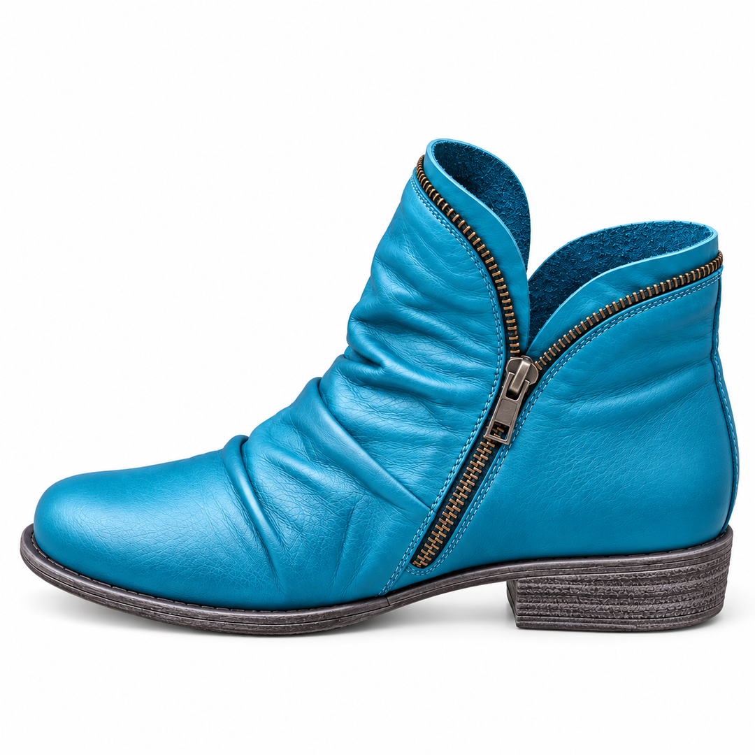 Melinda slouch zip ankle boots in Turquoise