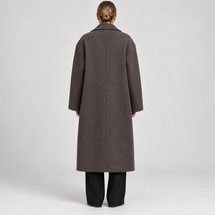 Noëlle oversized double-breasted coat in Taupe