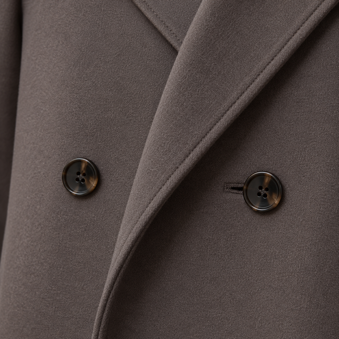Noëlle oversized double-breasted coat in Taupe
