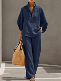 Mariel | Batwing sleeve suit with wide-leg pants