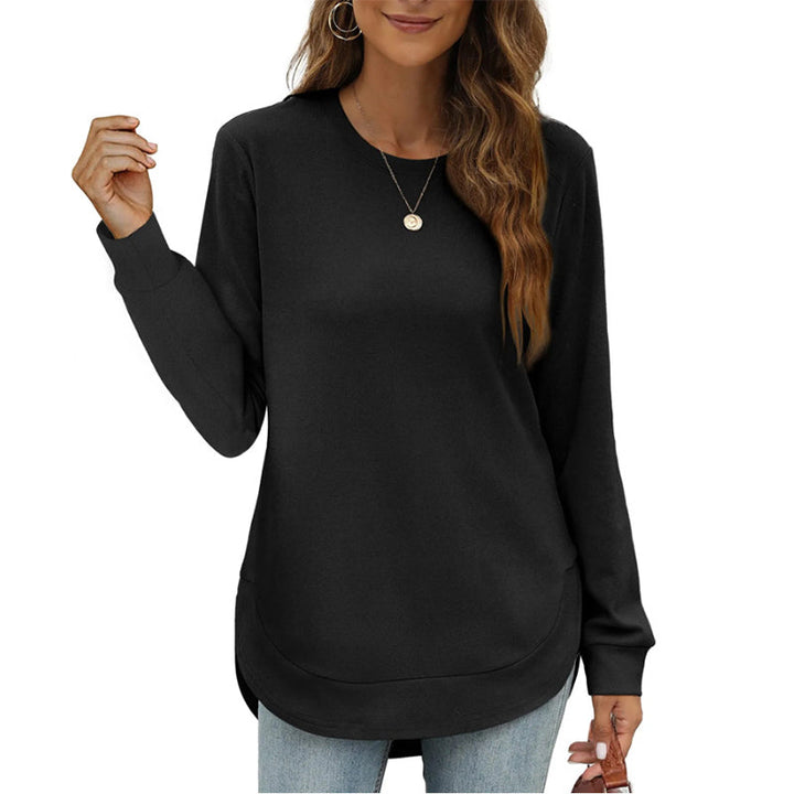 Paloine crew neck sweatshirt with curved hem in Black
