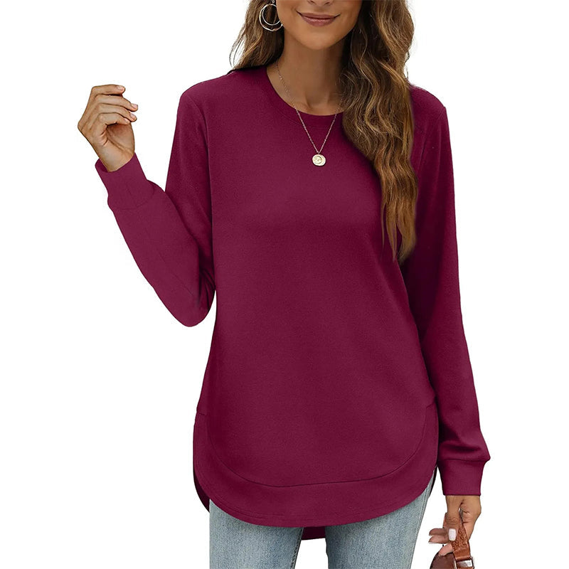 Paloine crew neck sweatshirt with curved hem in Burgundy