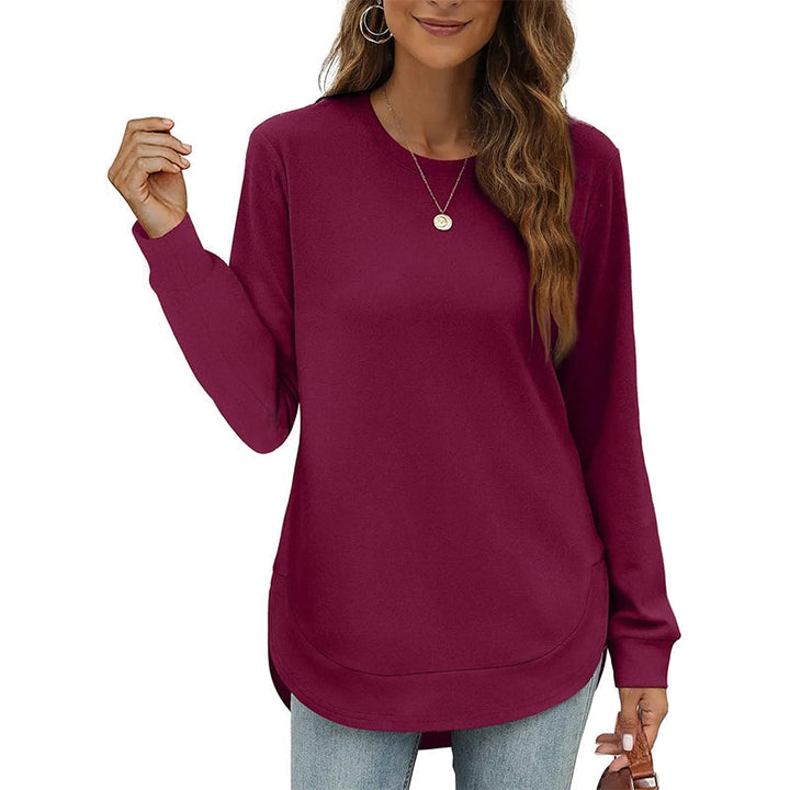Paloine crew neck sweatshirt with curved hem in Burgundy