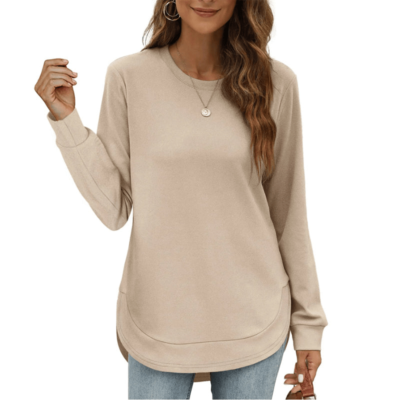 Paloine crew neck sweatshirt with curved hem in Burgundy