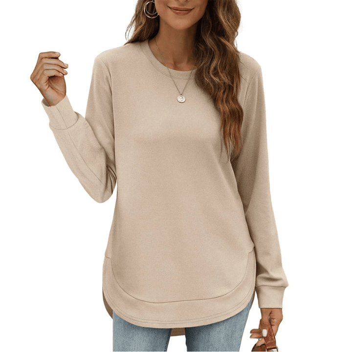 Paloine crew neck sweatshirt with curved hem in Burgundy