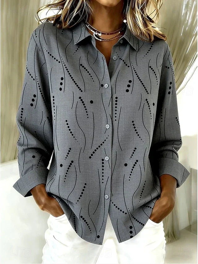 Pernella dotted line print blouse in Grey