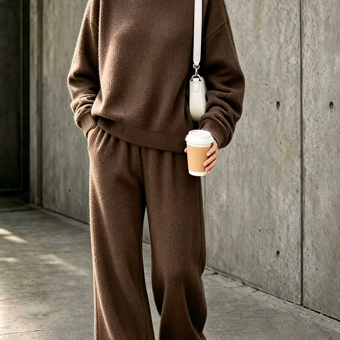 Robien two-piece autumn outfit in Dark Brown