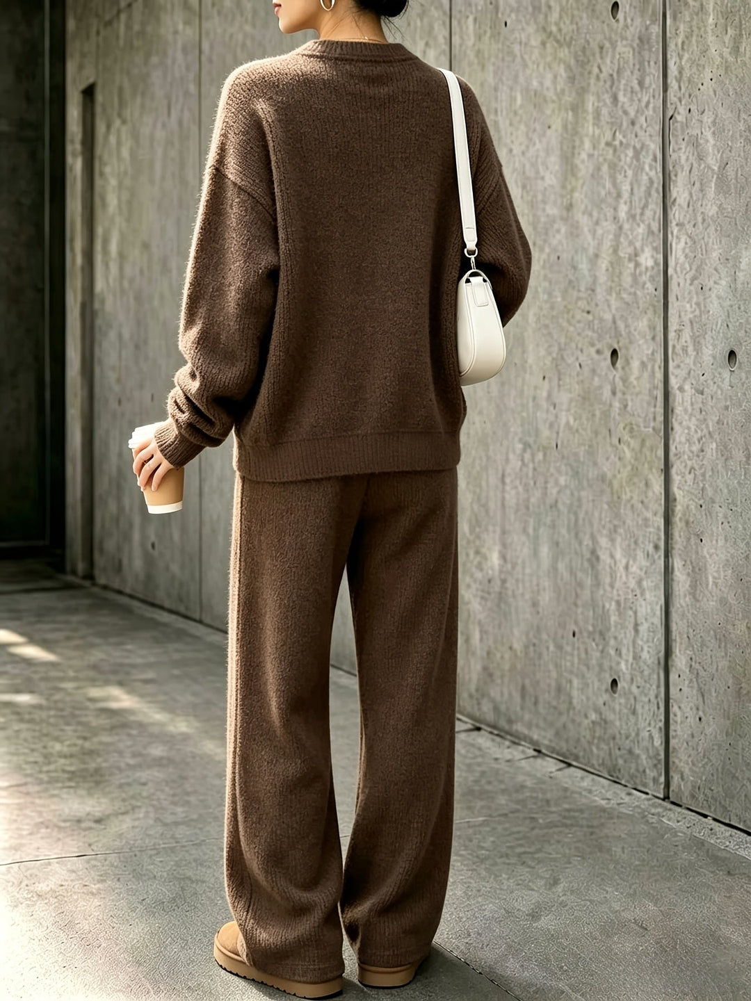 Robien two-piece autumn outfit in Dark Brown