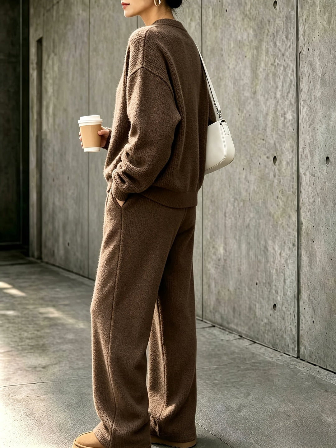 Robien two-piece autumn outfit in Dark Brown