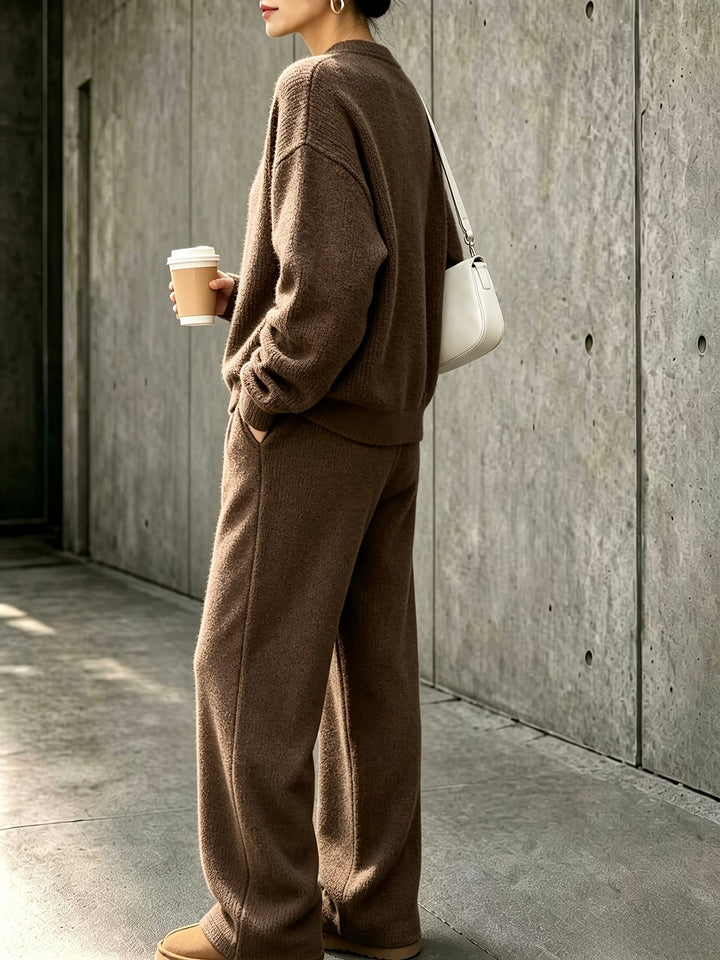 Robien two-piece autumn outfit in Dark Brown