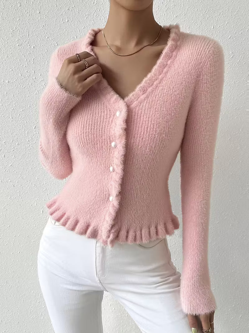 CLARISSE™ | Pull Élégant à Col V Boutonné