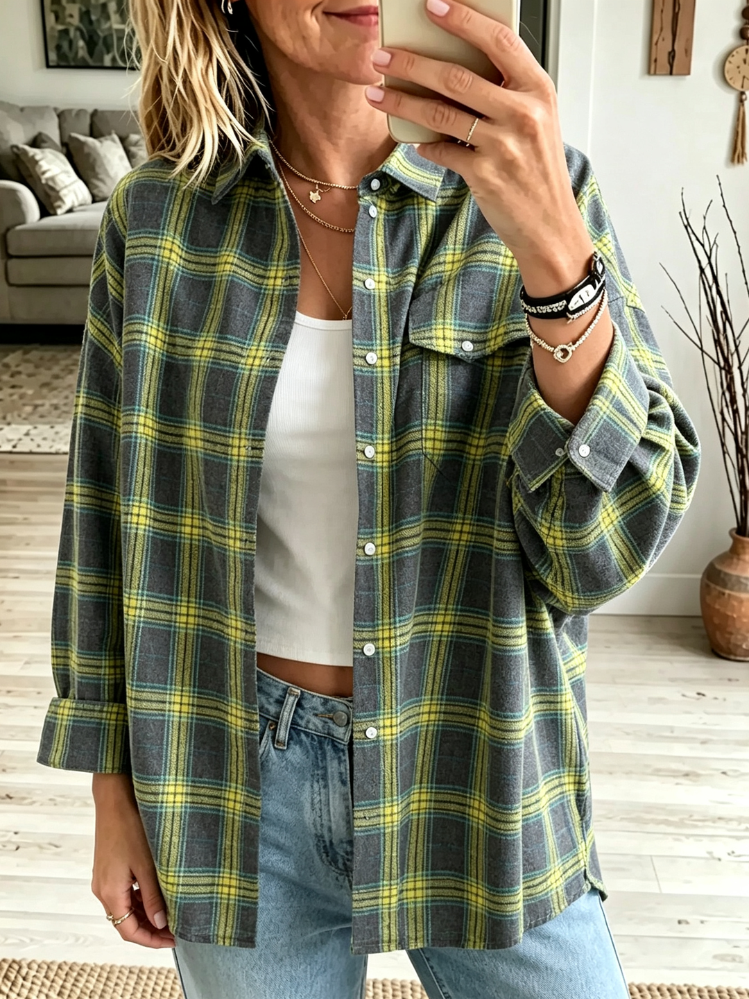 Rose-Marie soft check shirt in Green