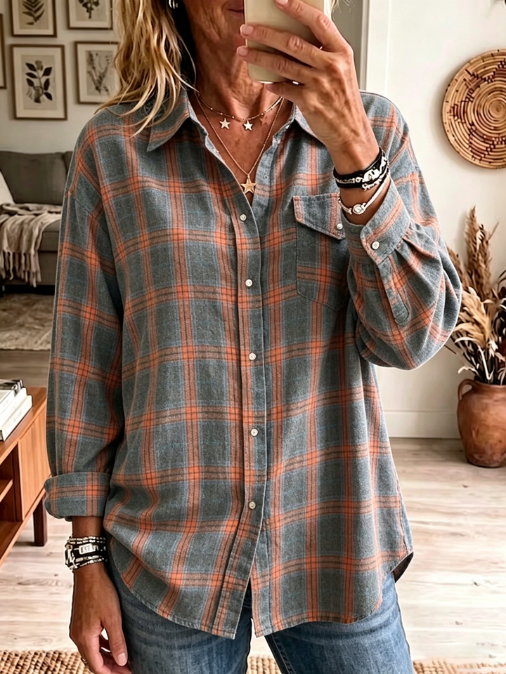 Rose-Marie soft check shirt in Orange