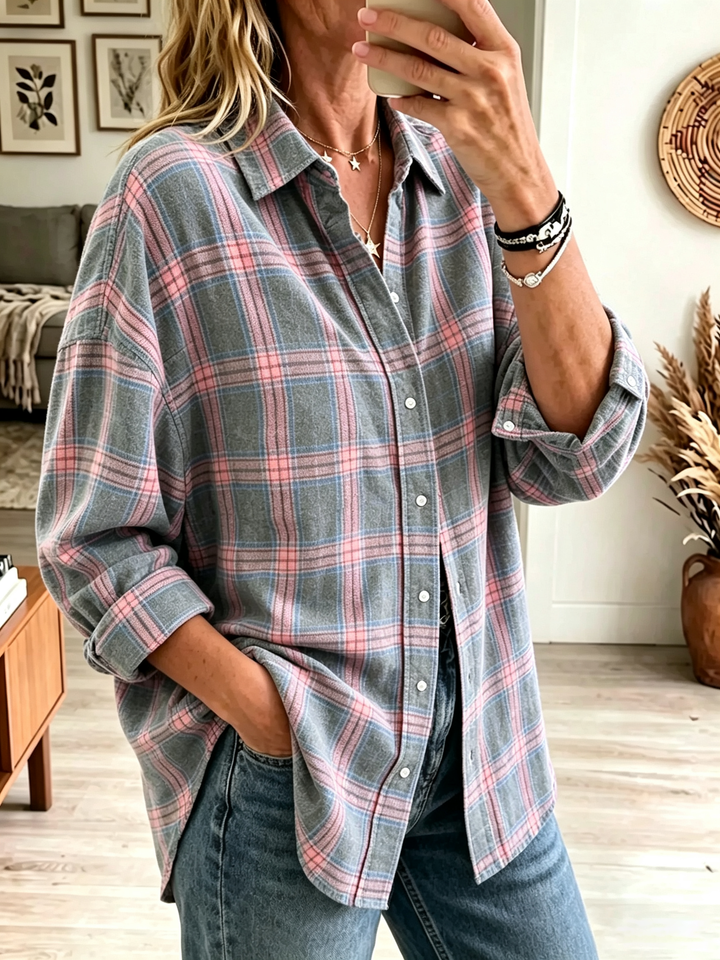 Rose-Marie soft check shirt in Pink