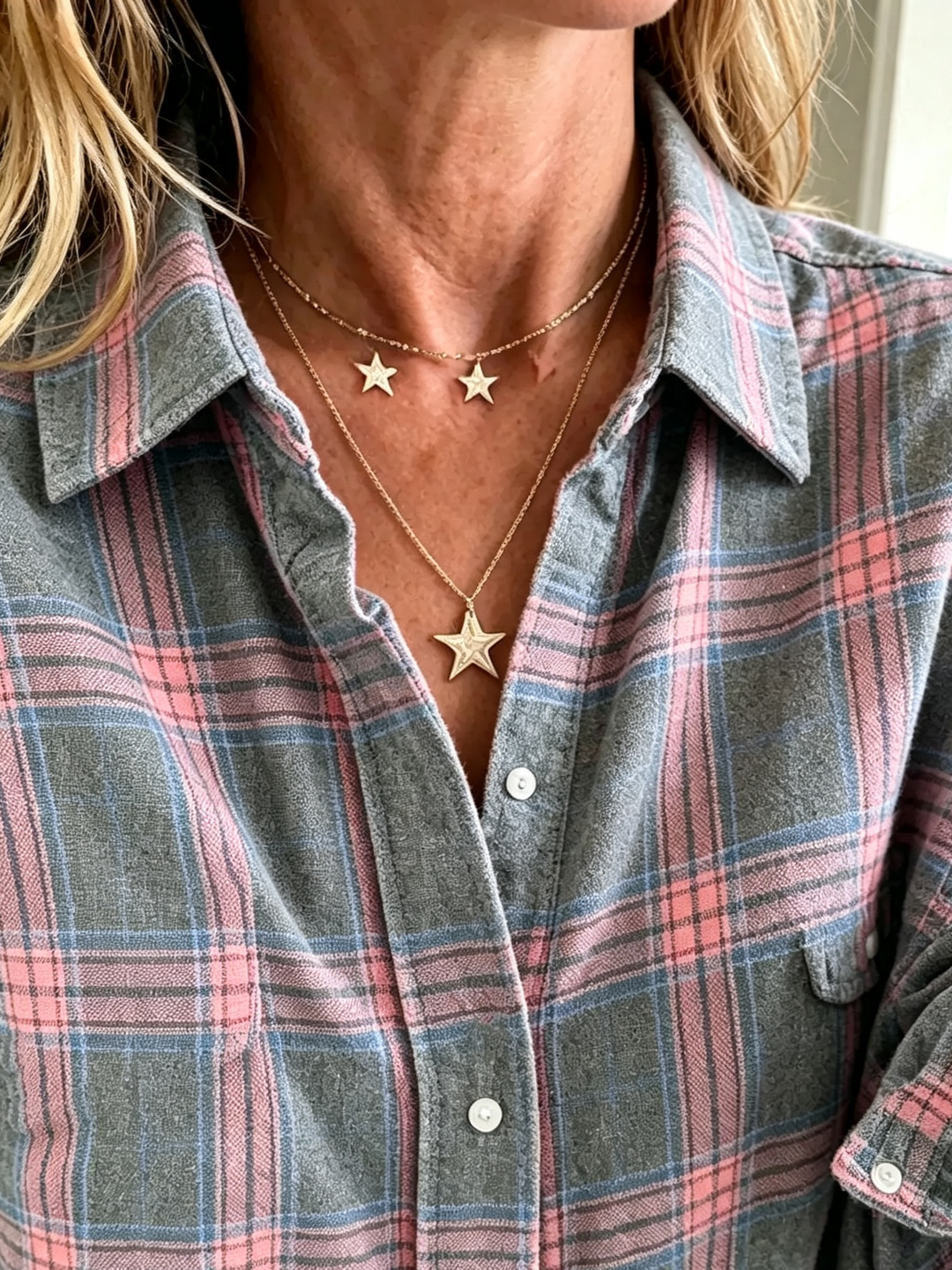Rose-Marie soft check shirt in Pink