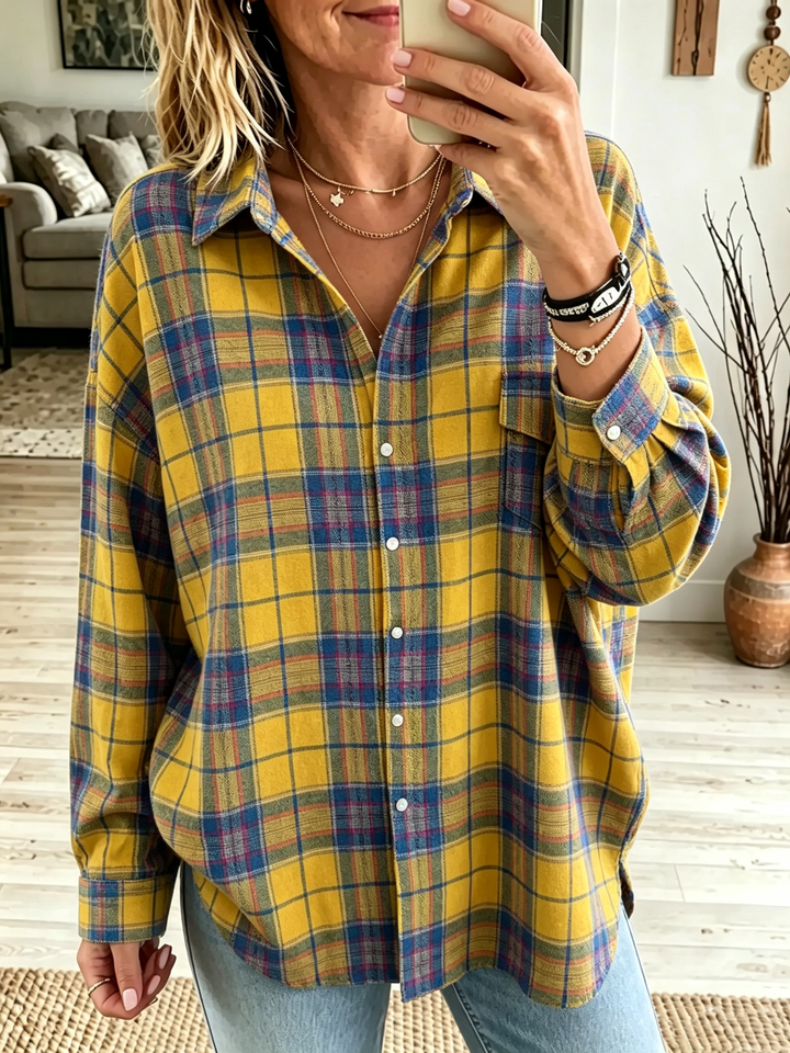 Rose-Marie soft check shirt in Yellow