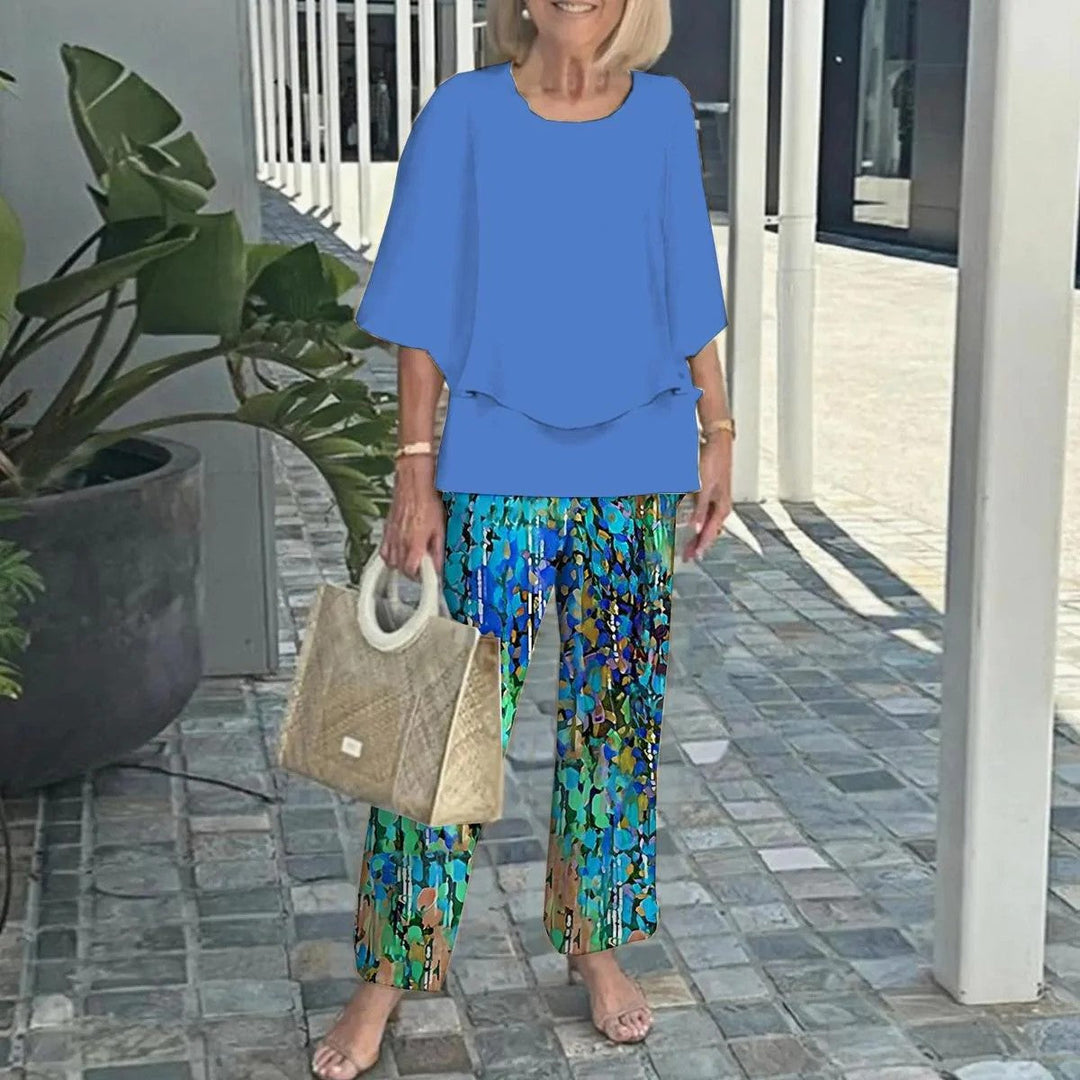 Ensemble Wenda™ Effortless à Deux Pièces | Haut Décontracté et Pantalon à Jambes Larges