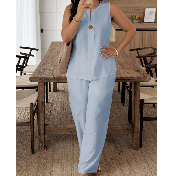 Jorevynna - Elegant and Flowing Sleeveless Women's Trouser Set
