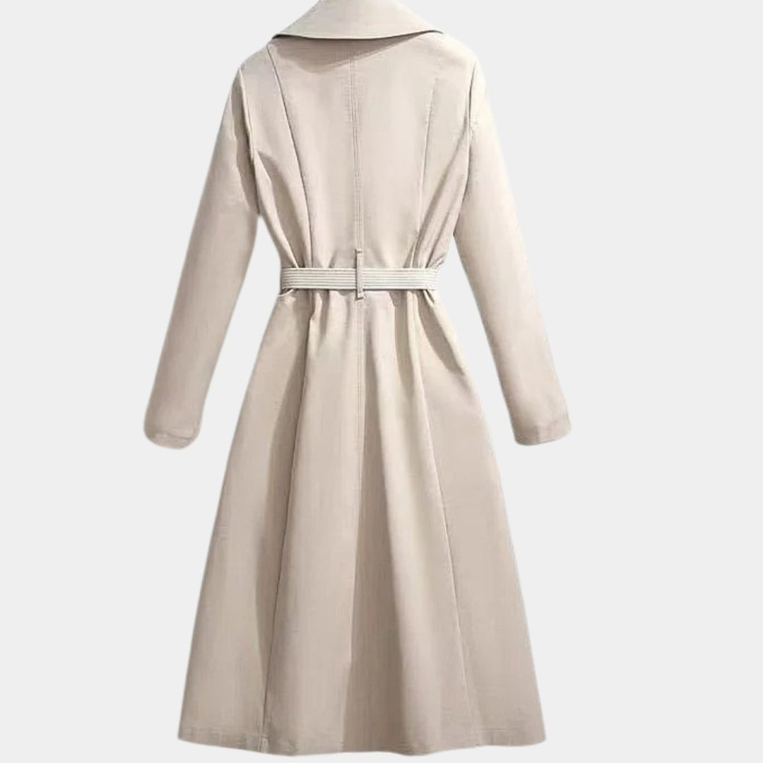 Clarice belted classic midi trench coat
