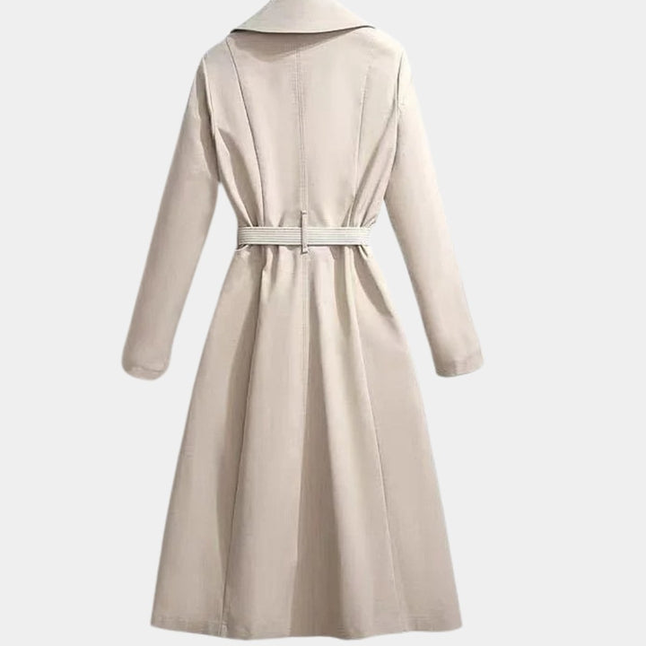 Clarice belted classic midi trench coat