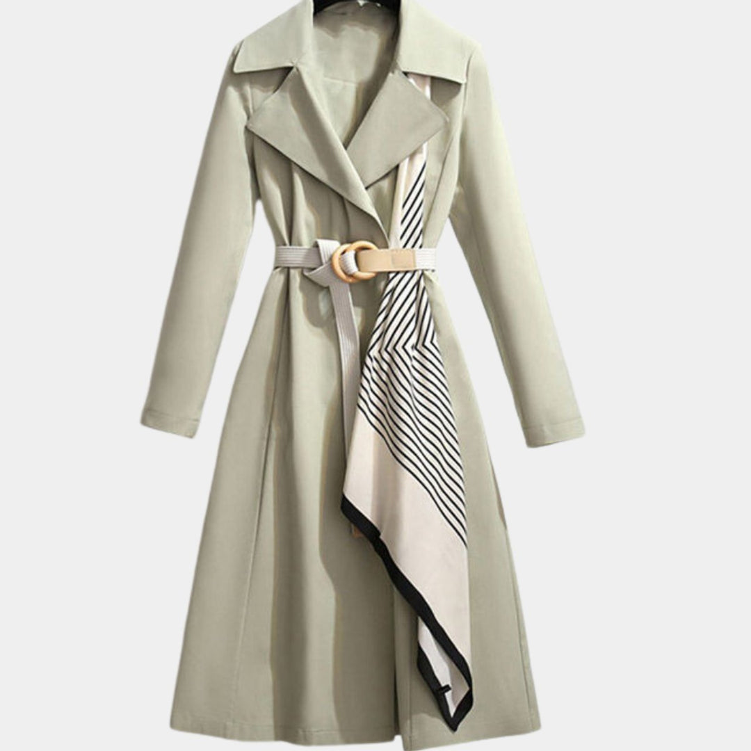 Clarice belted classic midi trench coat