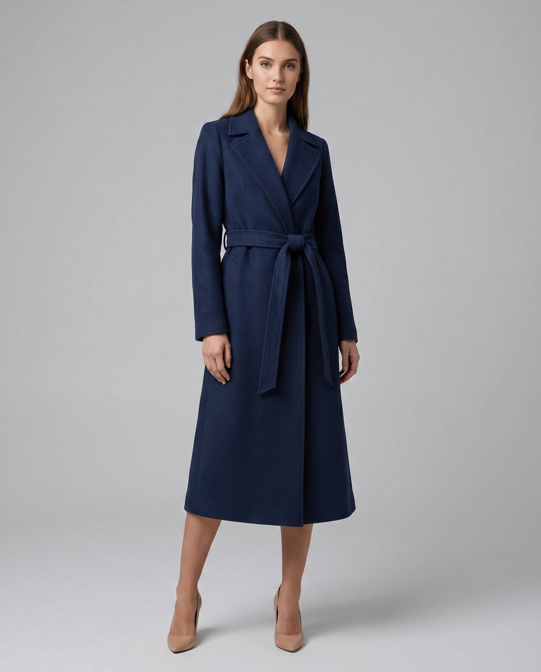 Josie belted long lapel coat