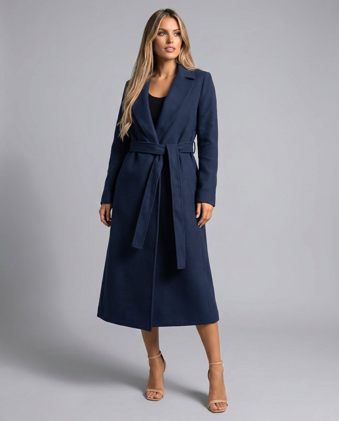 Josie belted long lapel coat