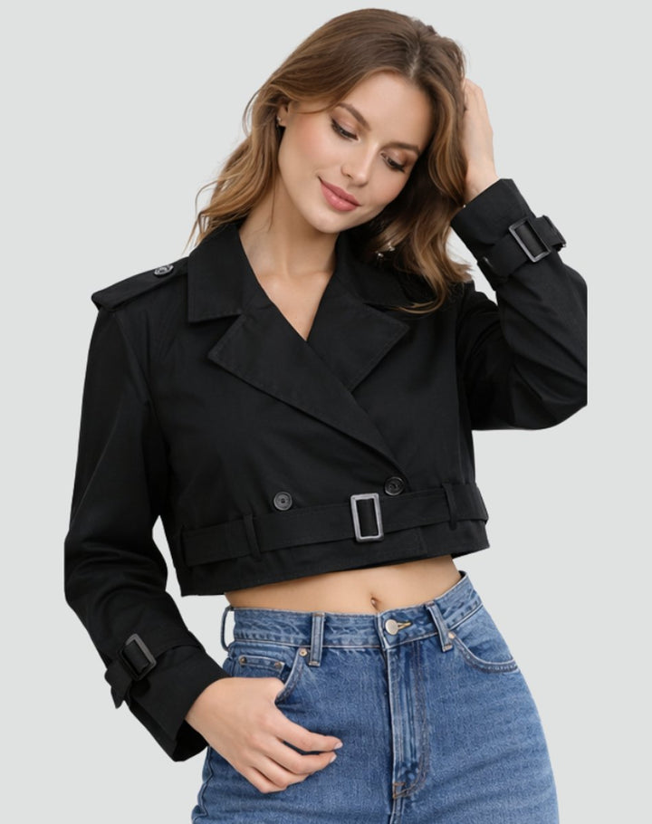 Juliana cropped belted trench coat
