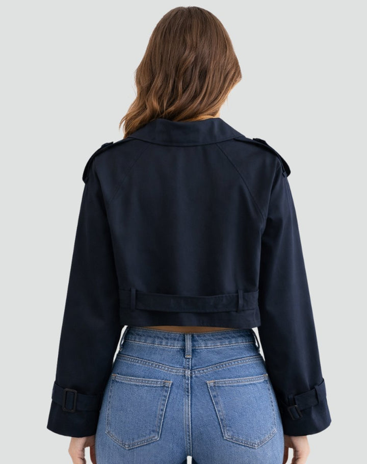Juliana cropped belted trench coat