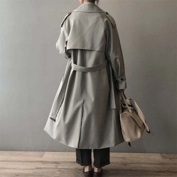Katherine double-breasted belted long trench coat