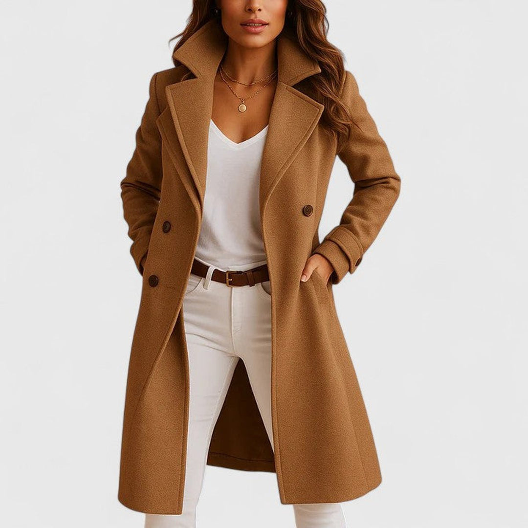 Blanche tailored notch-lapel long coat in Camel
