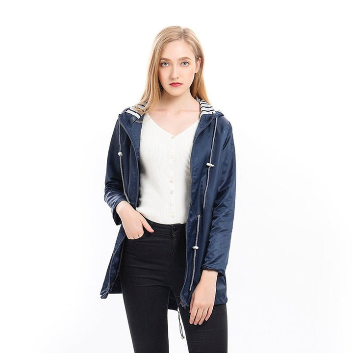 Margaret hooded drawstring rain coat